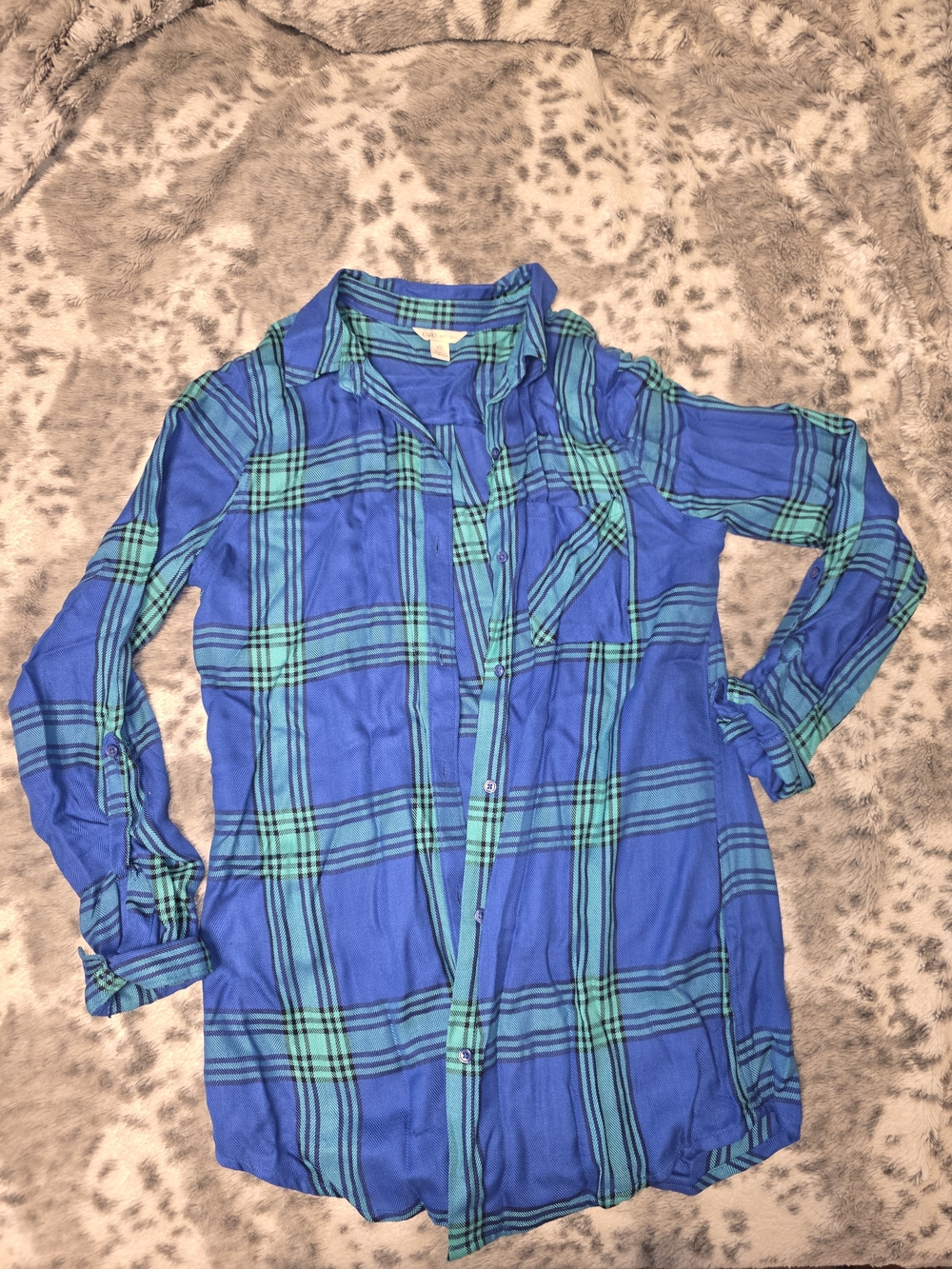 Cato Blue & Green Women's Button Down Shirt
